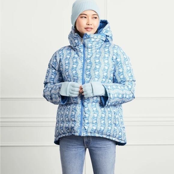 Hill House Blue Patterned Puffer Jacket - Picture 1 of 11